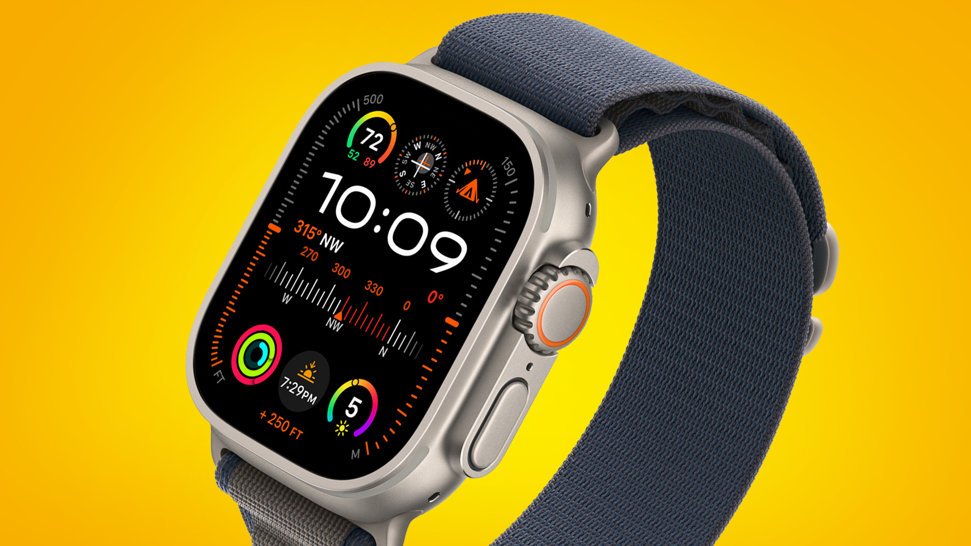 Apple Watch Ultra 2 z pomarańczowym tłem