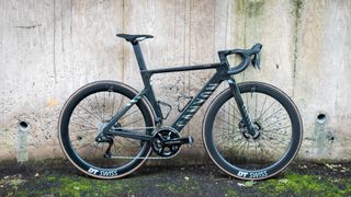 A Canyon Endurace CFR against a concrete wall 