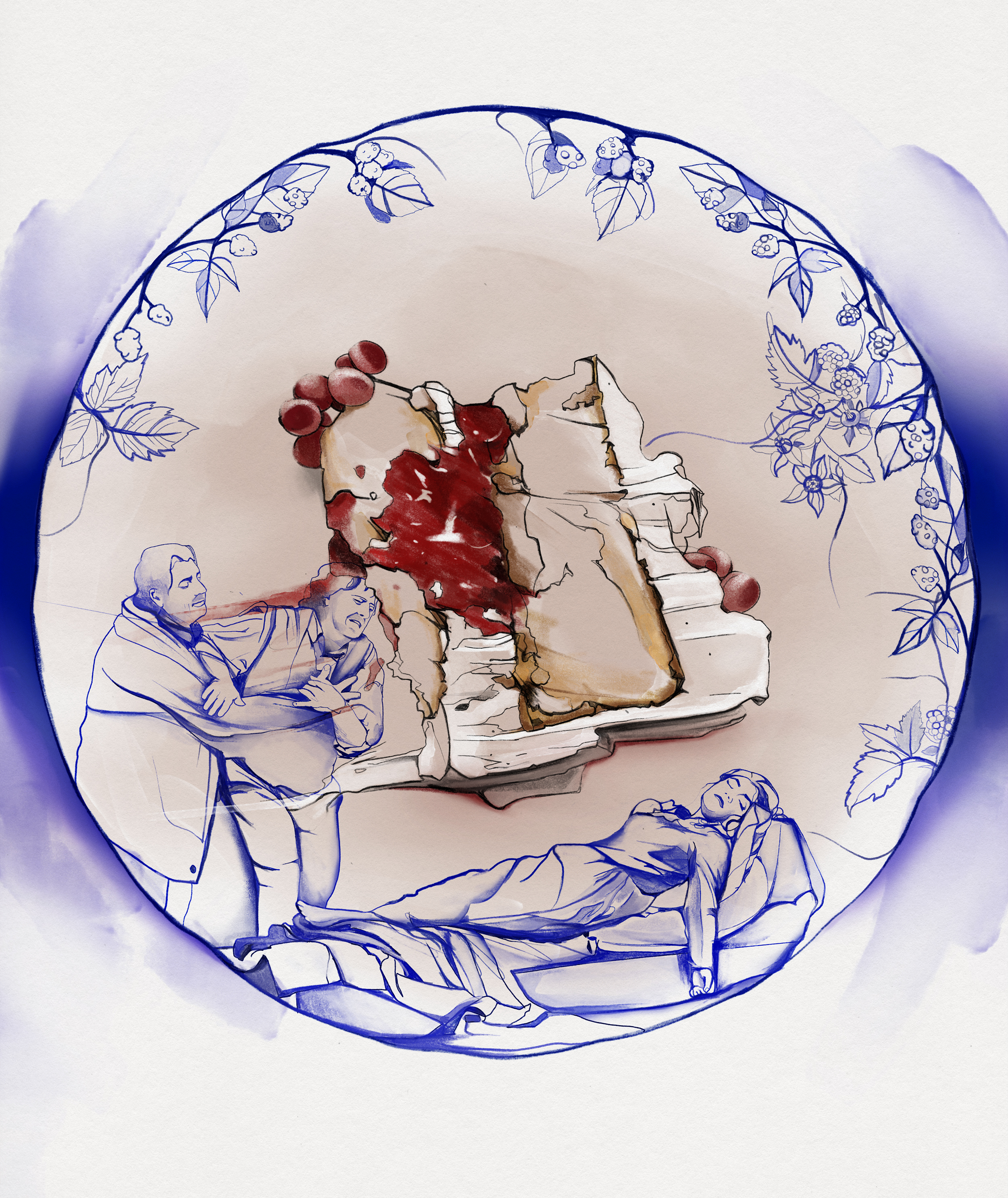 digital illustration of a sponge on a plate