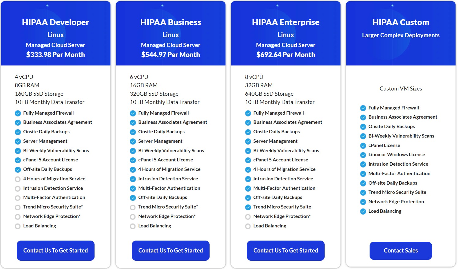 Atlantic.net HIPAA hosting plans