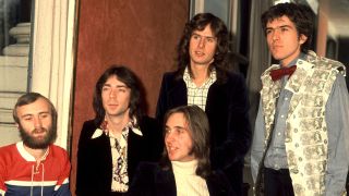 Phil Collins, Steve Hackett, Mike Rutherford, Tony Banks and Peter Gabriel of Genesis in 1975 (Photo by Chris Walter/WireImage)