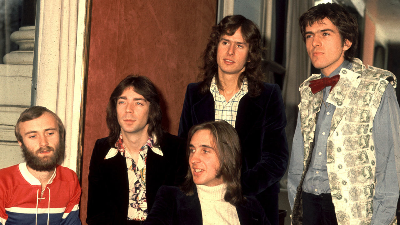 Phil Collins, Steve Hackett, Mike Rutherford, Tony Banks and Peter Gabriel of Genesis in 1975 (Photo by Chris Walter/WireImage)