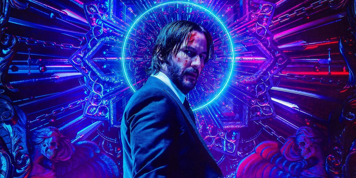 John Wick Chapter 3: Parabellum Keanu Reeves with a neon halo