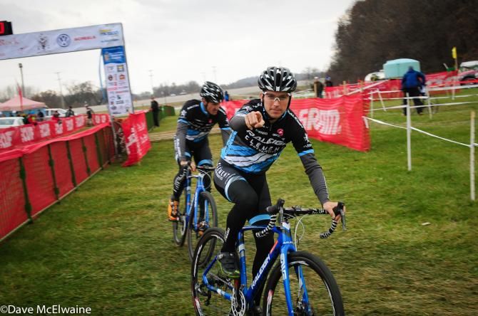 Allen Krughoff and Ben Berden warming up on the course