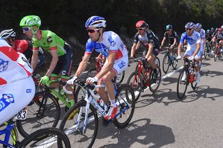 Thibaut Pinot rides in the bunch during the opening stage at the Giro d'Italia