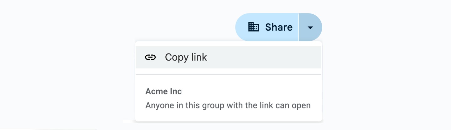 google docs dropdown option on the sharing button