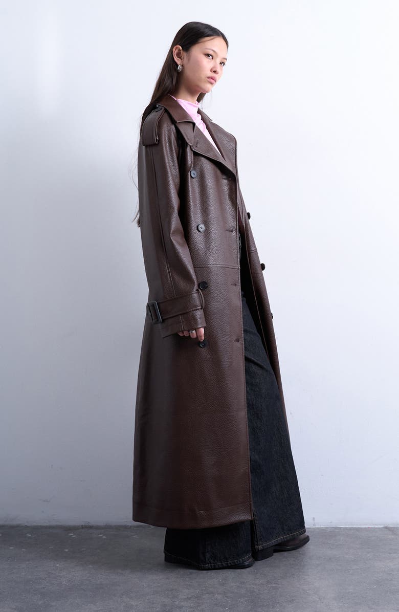 Pebble Faux Leather Trench Coat