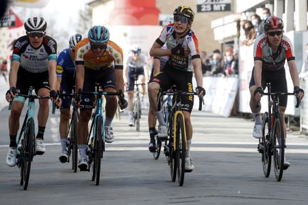 Settimana Internazionale Coppi e Bartali 2021 - 36th Edition - 4th stage San Marino - San Marino 154,8 km - 26/03/2021 - Jonas Vingegaard (DEN - Jumbo - Visma) - Ethan Hayter (GBR - Ineos Grenadiers)Javier Romo Oliver (ESP - Astana - Premier Tech) - photo Roberto Bettini/BettiniPhotoÂ©2021