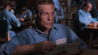 William Sadler happily listening to a record in the library in The Shawshank Redemption.