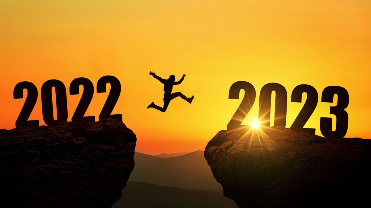 Man jumping on cliff 2023 over the precipice at amazing sunset