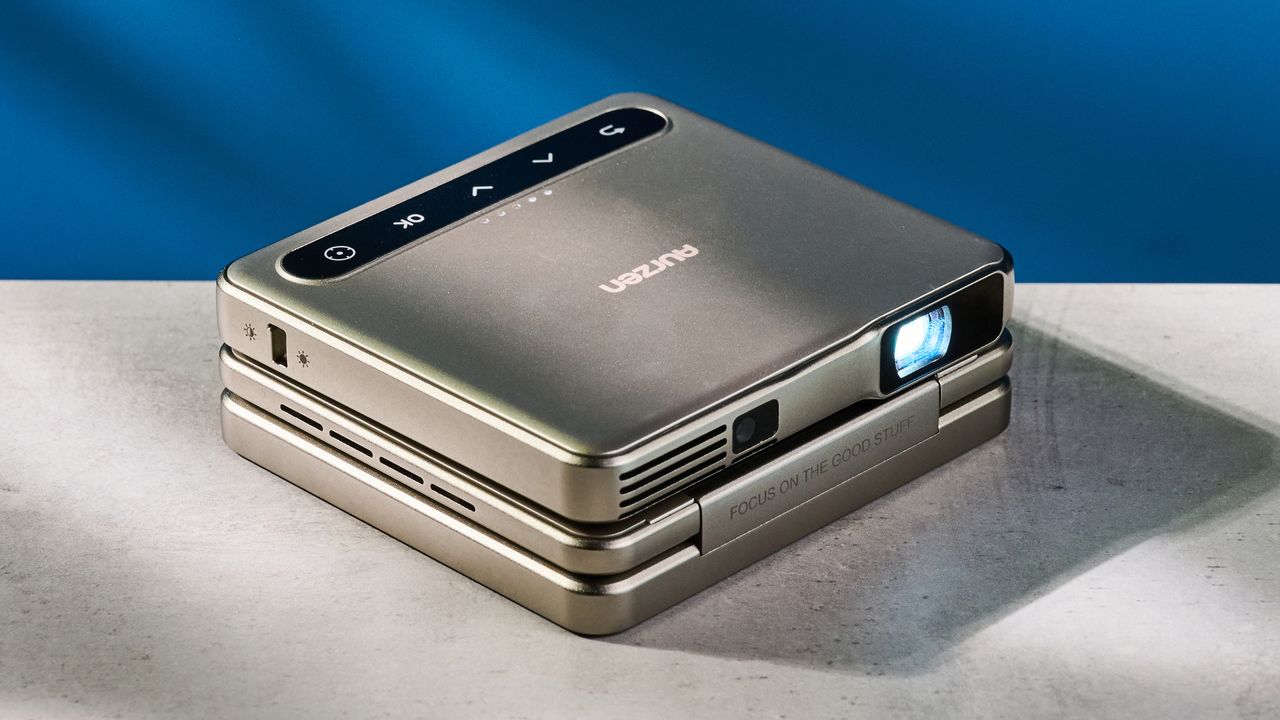 Aurzen ZIP Tri-Fold Portable Projector in Titanium Gold