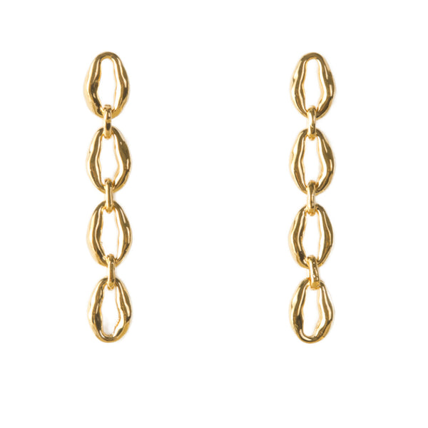 Molten Chain Earrings in Gold by Rejina Pyo