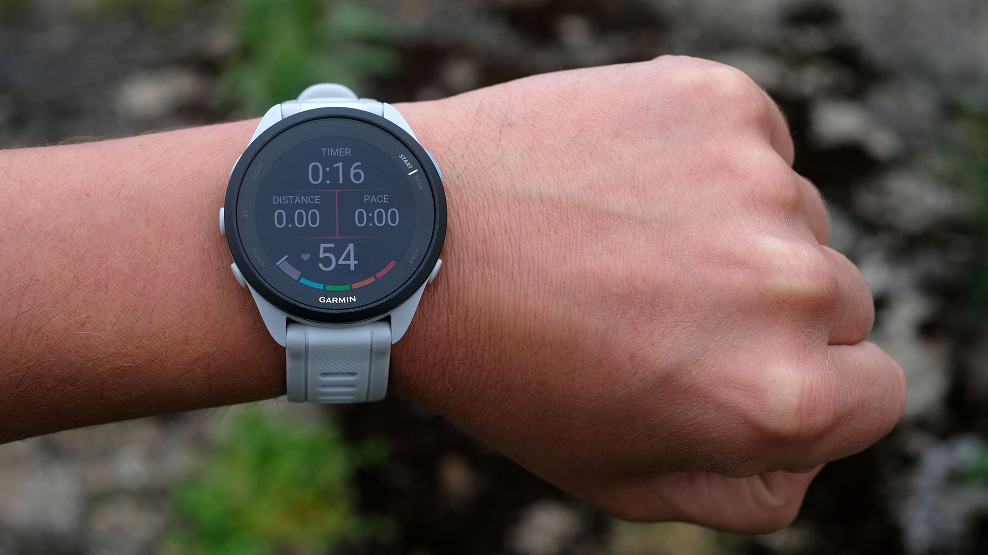 Workout stats displayed on our reviewer's Garmin Forerunner 165