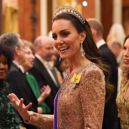 The Princess of Wales attends a reception for members of the Diplomatic Corps at Buckingham Palace in 2023