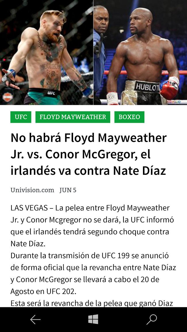 Univision Desportes for Windows 10 Mobile