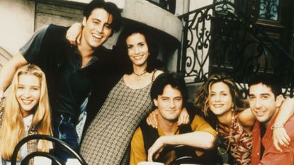 Nostalgia TV. FRIENDS NBC TV series from left: Lisa Kudrow, Matt LeBlanc, Courtney Cox, Matthew Perry, Jennifer Aniston and David Schwimmer