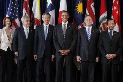 President Obama and other world leaders pose during a TPP meeting in 2010.