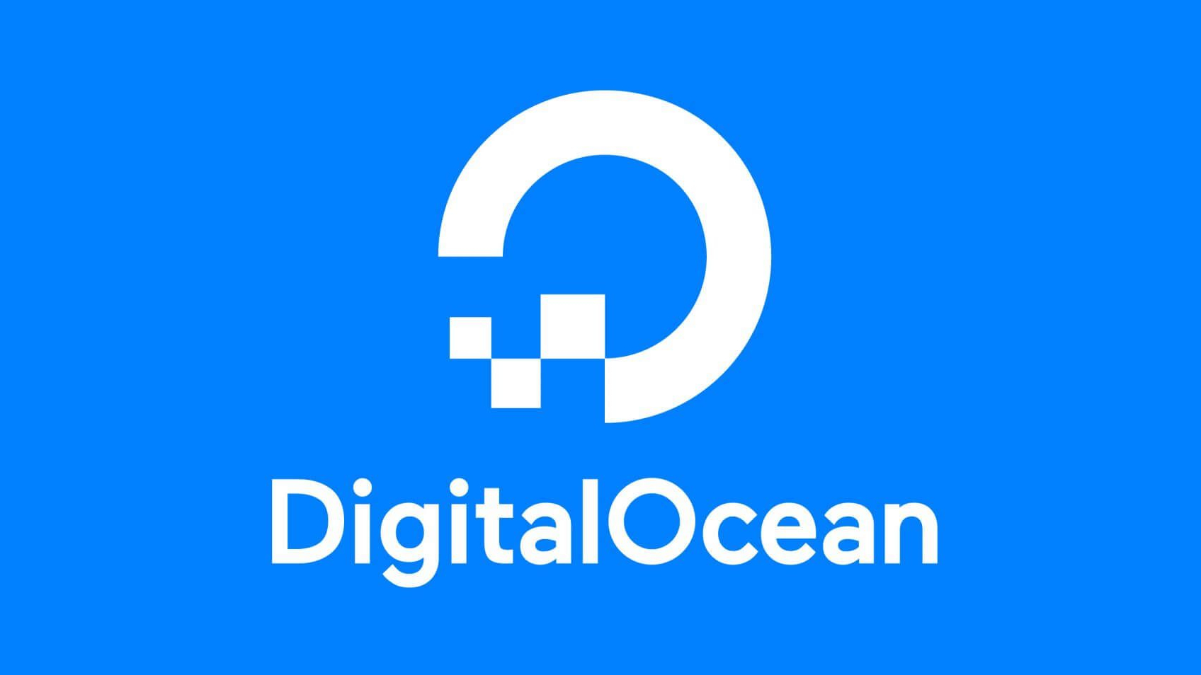 White DigitalOcean logo on a blue background