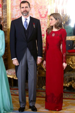 Crown Prince Felipe and Princess Letizia at the Foreign Ambassadors annual reception at The Royal Palace, Madrid, Spain