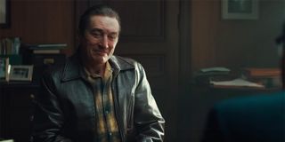 Robert De Niro's Frank Sheeran having a laugh in The Irishman