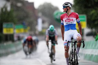 LACHEN SWITZERLAND JUNE 07 Mathieu Van Der Poel of Netherlands and Team AlpecinFenix stage winner celebrates at arrival during the 84th Tour de Suisse 2021 Stage 2 a 178km stage from Neuhausen am Rheinfall to Lachen Rain UCIworldtour tds tourdesuisse on June 07 2021 in Lachen Switzerland Photo by Tim de WaeleGetty Images