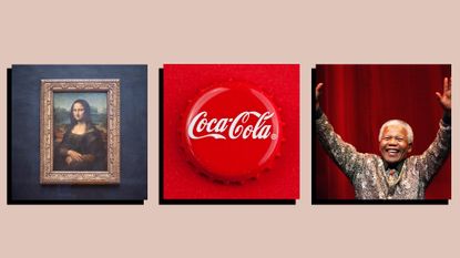 Mona Lisa, Coca-Cola logo and Nelson Mandela