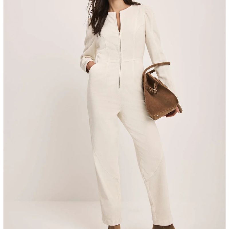 Mint Velvet , Cream Corduroy Jumpsuit