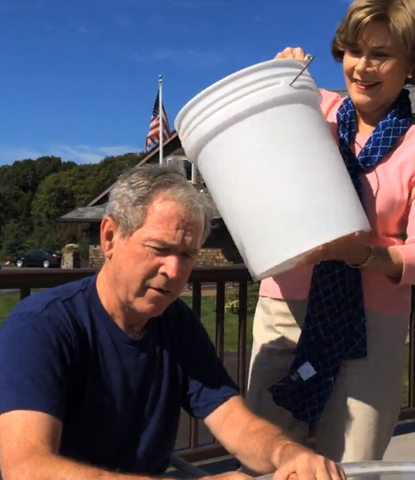 Did George W. Bush kind of cheat at the ice bucket challenge?