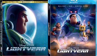 Box art for the 4K Ultra HD and Blu-ray editions of "Lightyear."