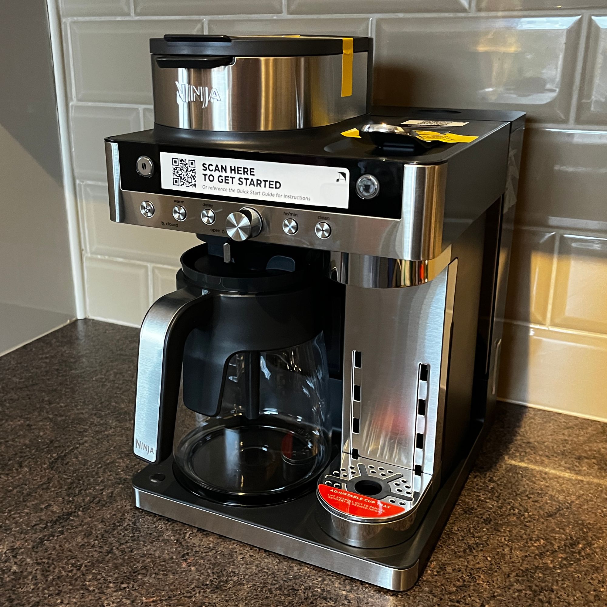 Setting up the Ninja Prestige DualBrew System on a kitchen counter