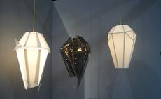 White and black hanging lampshades