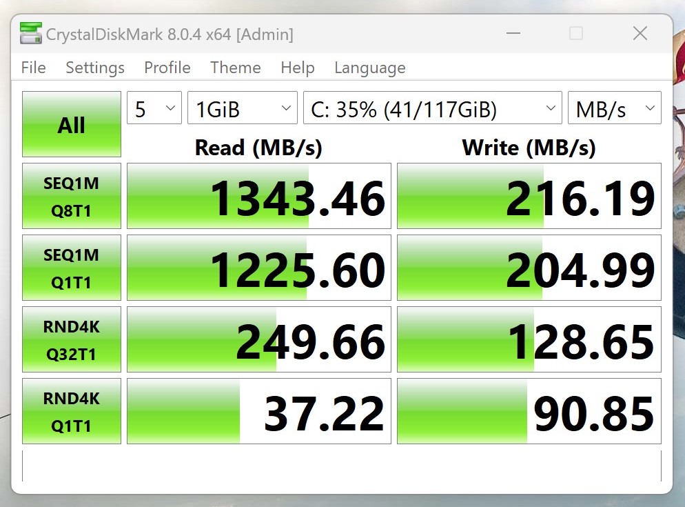 Lenovo IdeaPad Duet 5i SSD speed analysis