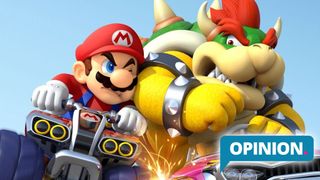 Mario and Bowser driving into each other in Mario Kart 8 Deluxe
