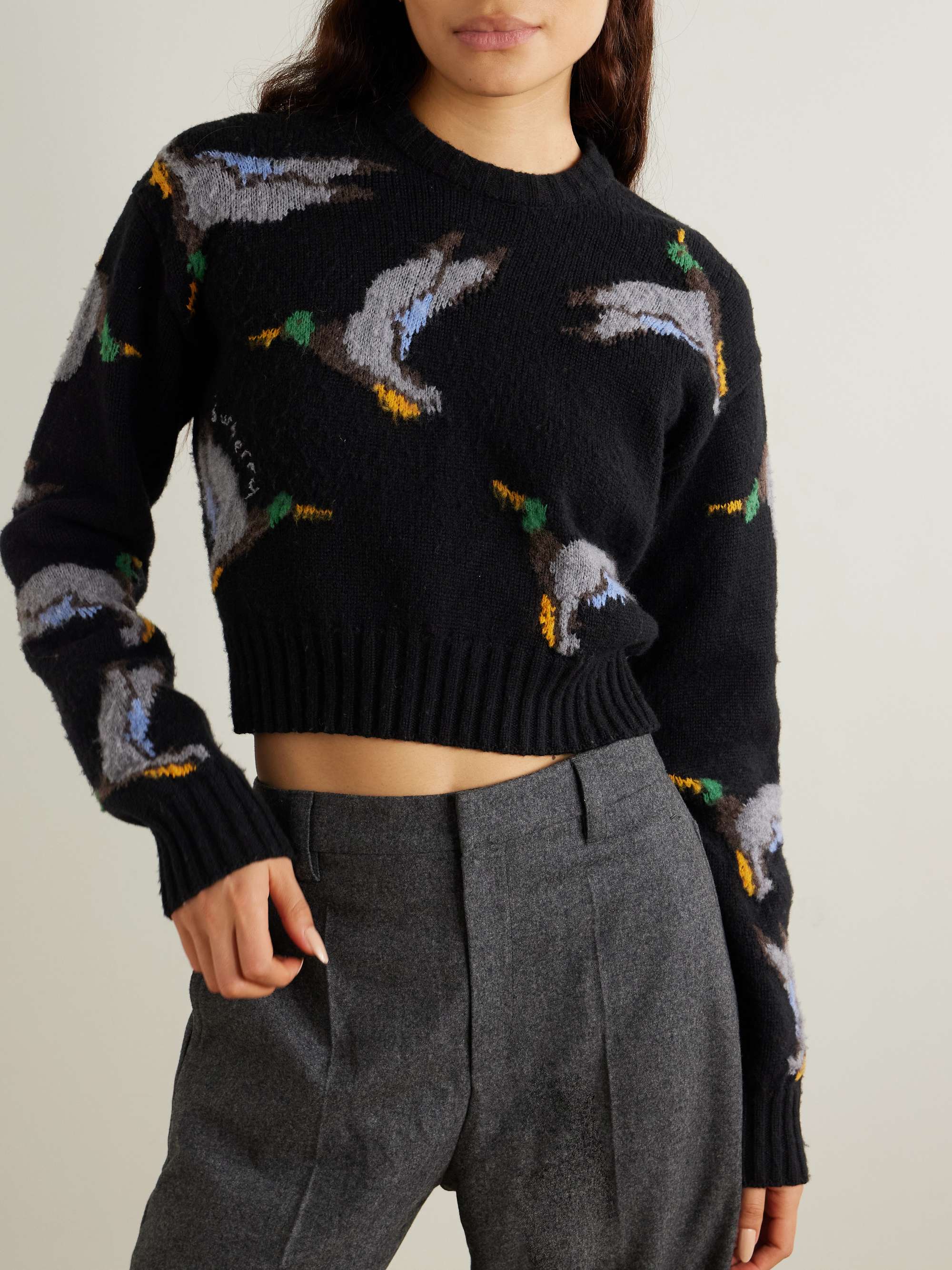 Intarsia-Knit Wool Sweater