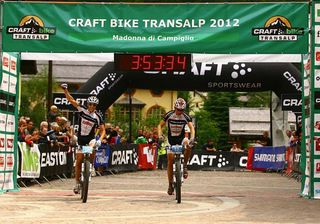 Stage 7 - Huber and Looser celebrate their first 2012 TransAlp stage win
