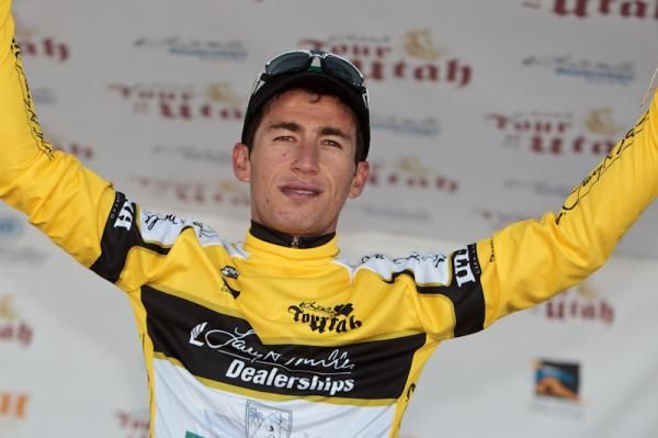 Sergio Henao (Gobernacion de Antioquia) stands victorious on the podium