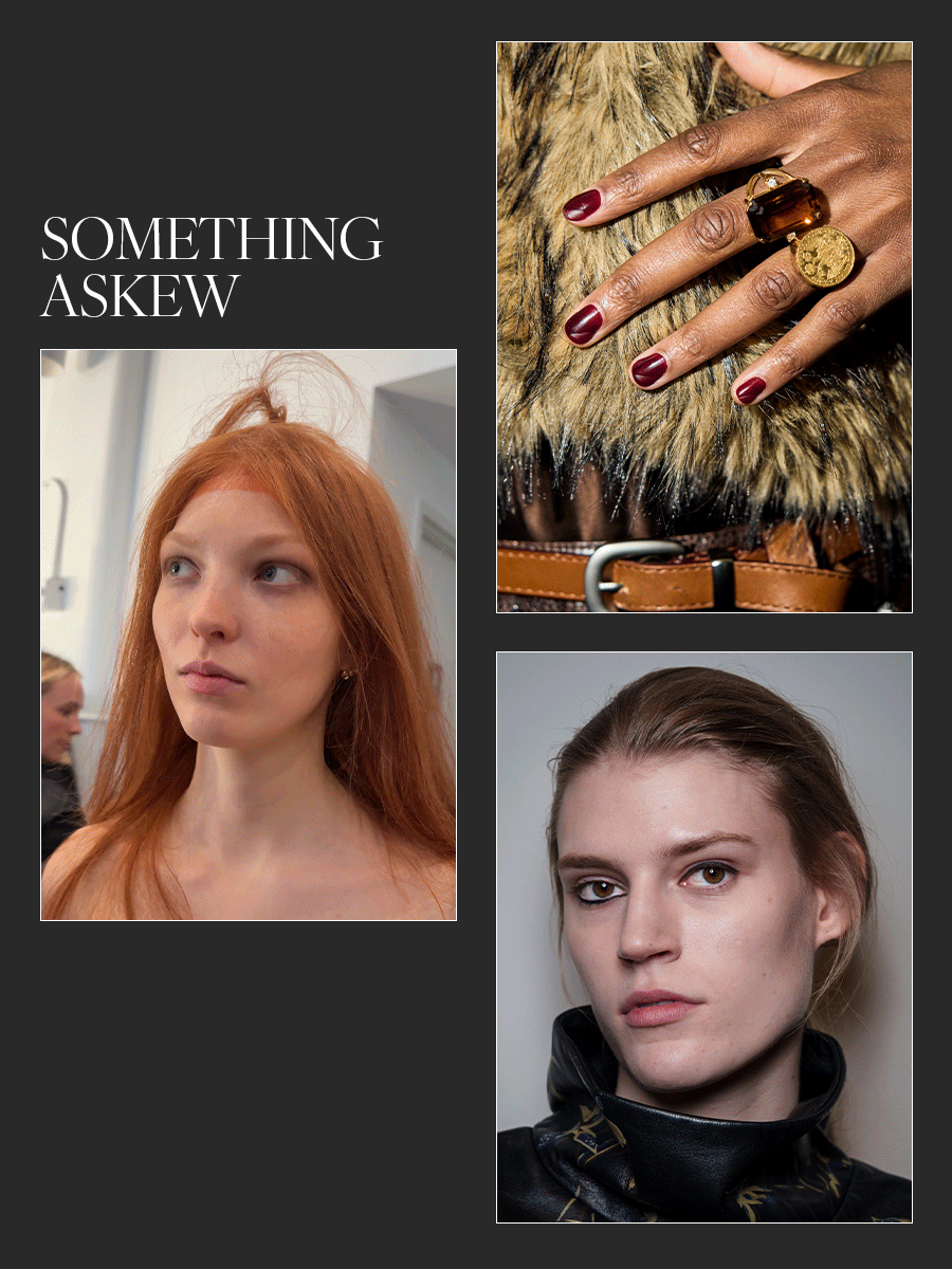 Photo collage of NYFW beauty trends