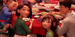 Mrs. Zhong on the right, the character that Sandra Oh voices.