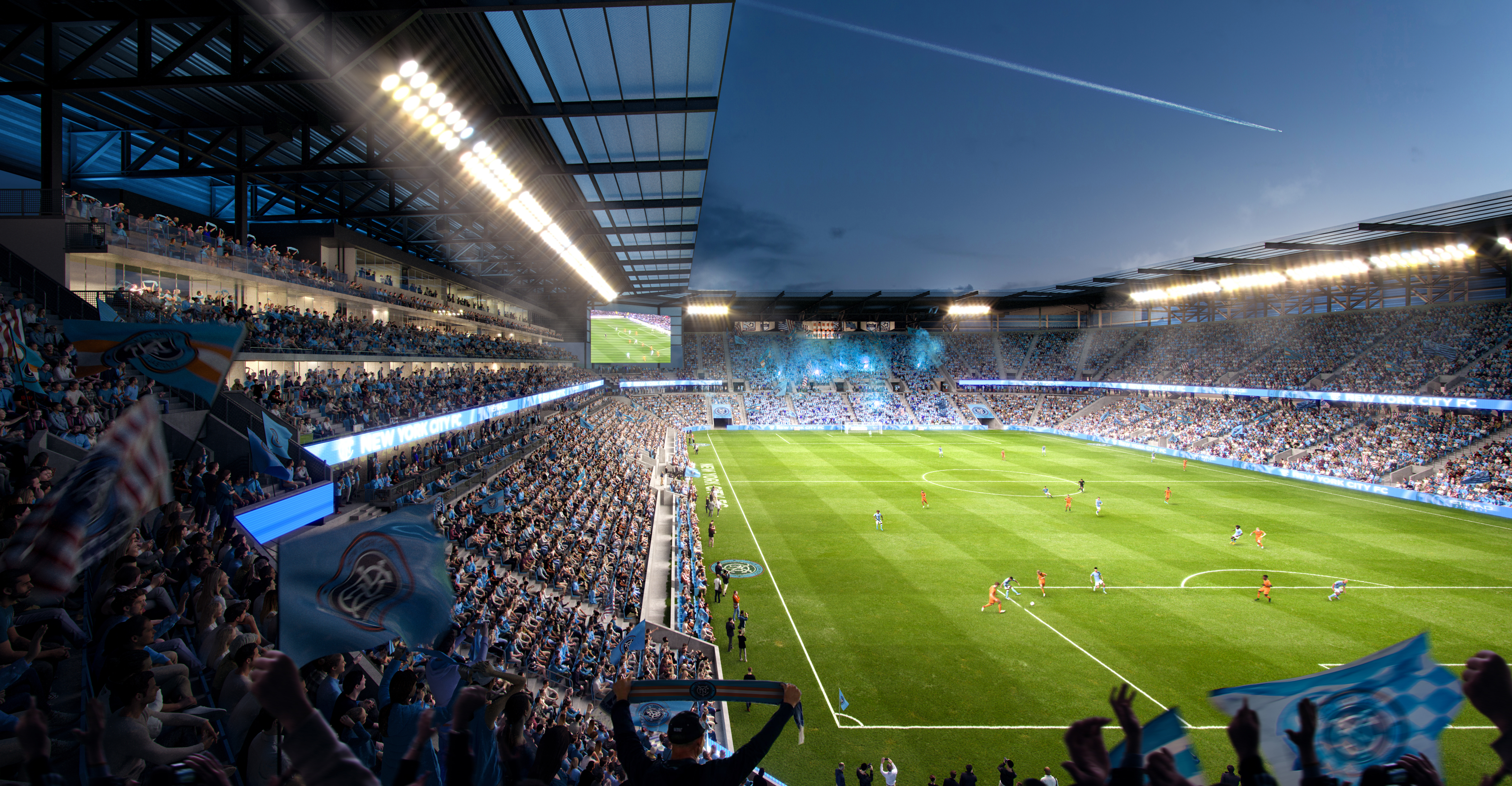 A CGI image of the interior bowl of NYCFC's new stadium