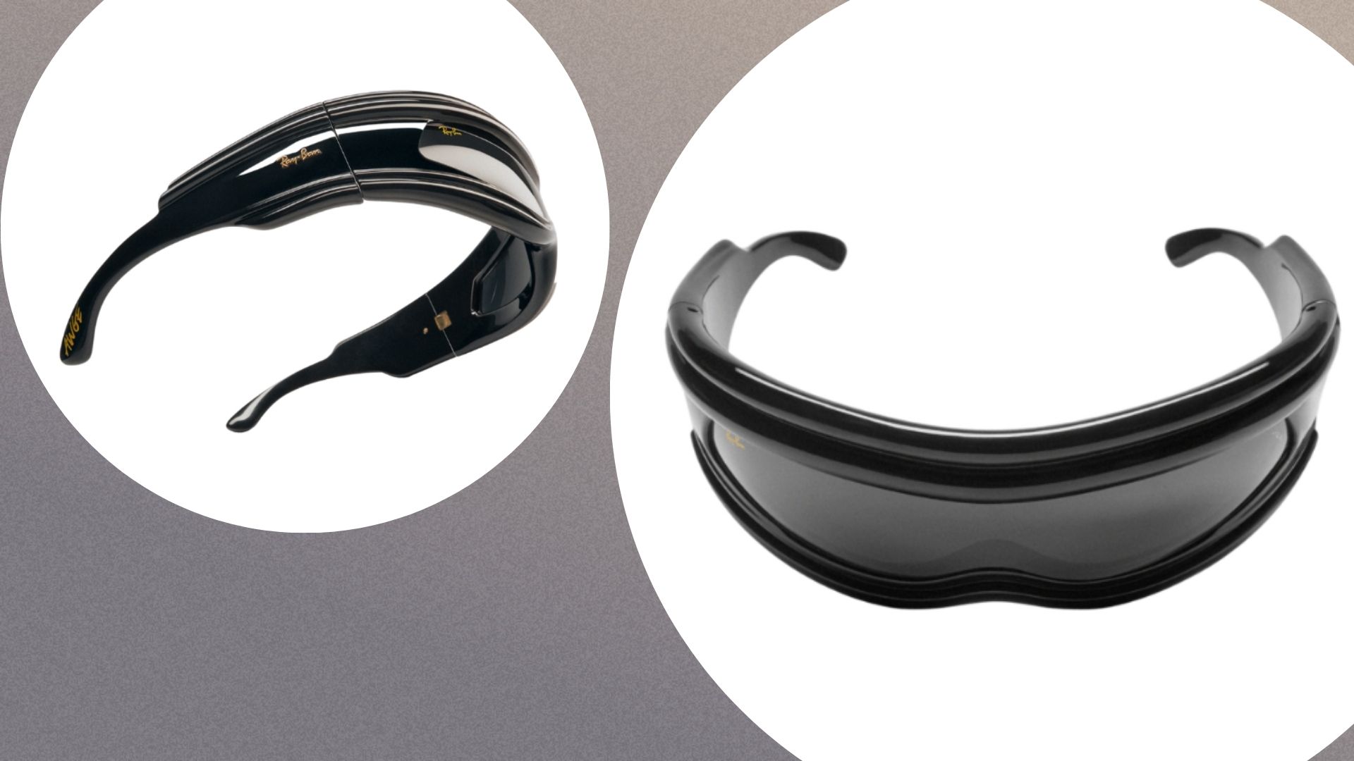 an image of the ultra-wrap glasses in two circles against a grey gradient background