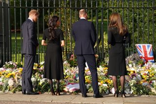 Prince William, Kate Middleton, Prince Harry, and Meghan Markle during the mourning period for Queen Elizabeth in September 2022