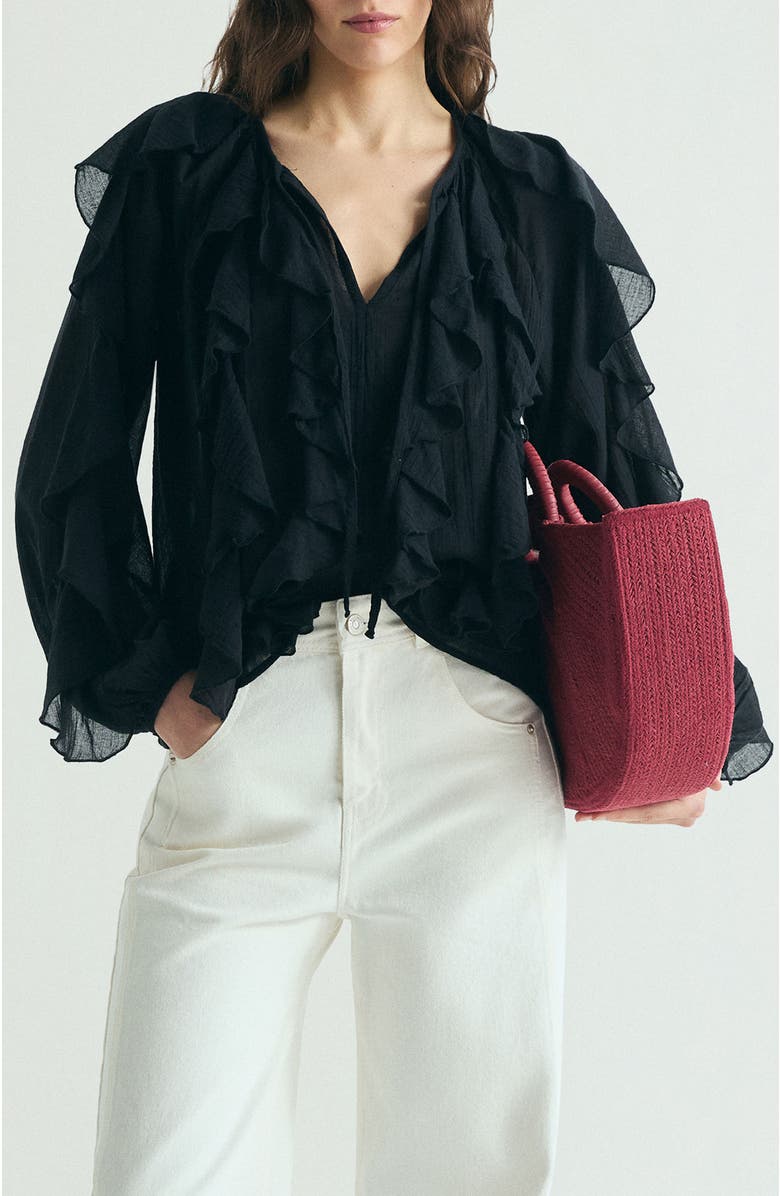 Ruffled Cotton Blouse