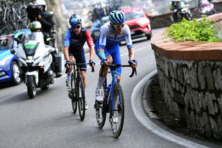 NAPLES ITALY MAY 11 Simon Clarke of Australia and Team Israel Premier Tech and Alessandro De Marchi of Italy and Team Jayco AlUla compete in the breakaway during the 106th Giro dItalia 2023 Stage 6 a 162km stage from Naples to Naples UCIWT on May 11 2023 in Naples Italy Photo by Tim de WaeleGetty Images