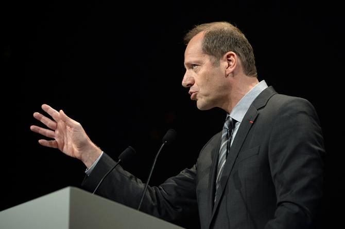 Tour de France director Christian Prudhomme speaks to the audience about the