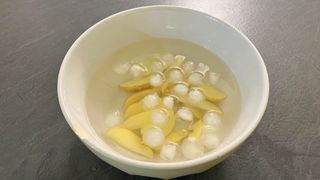 potato wedges in an ice bath