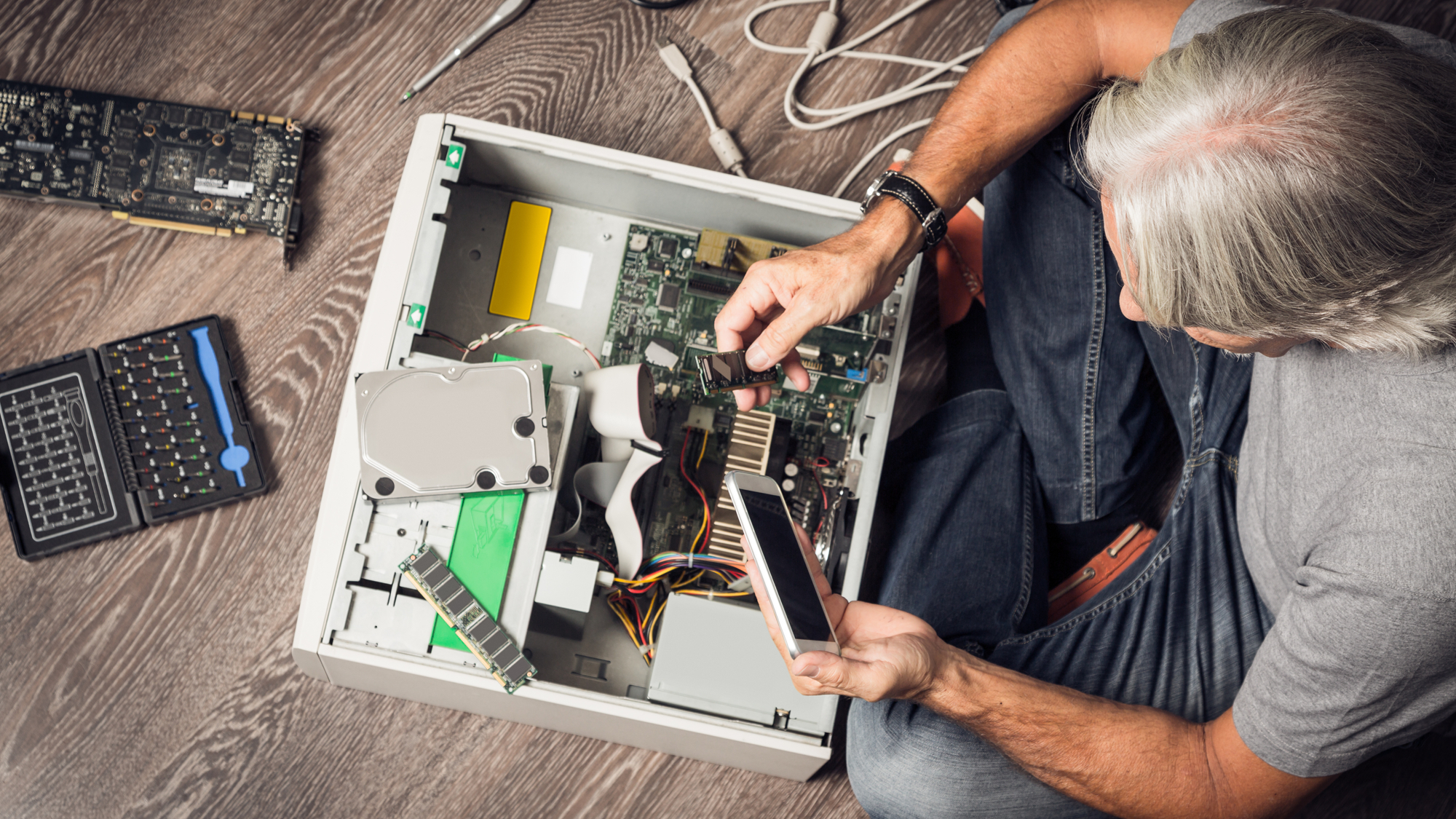 Older Man Assembling PC