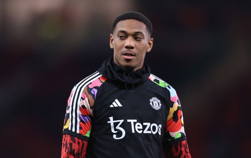 Anthony Martial warms up ahead of Manchester United&#039;s match against Chelsea