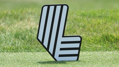 A LIV Golf logo seen during a tournament day