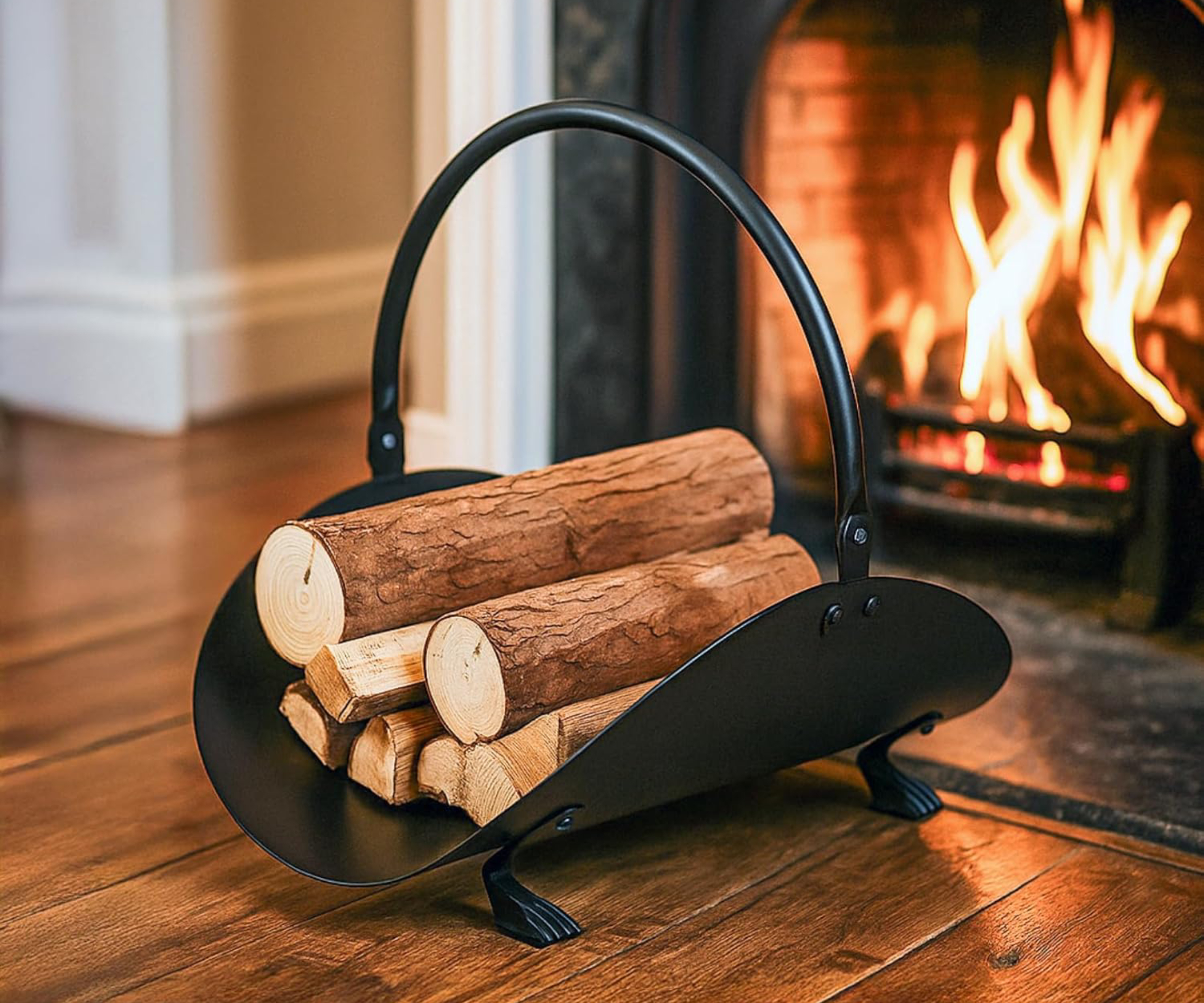 black metal log holder