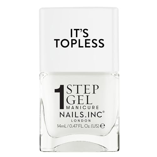 Nails Inc It's Topless Gel-Like Nail Polish, 4-In-1 Base Coat, Treatment, Color & Top Coat, Long Lasting, Strong, Chip Free Nails, Glossy Salon Quality Manicure, Air Dry Nail Polish, Emma, 0.47 Fl Oz